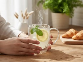 Taza jarro vidrio acanalado grande